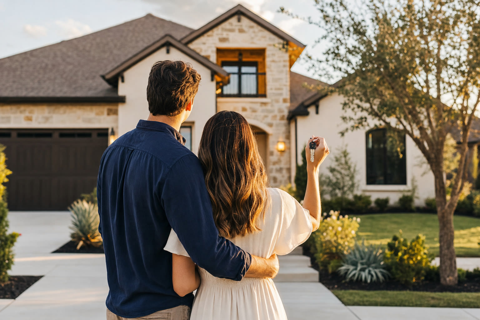 A family at their new home